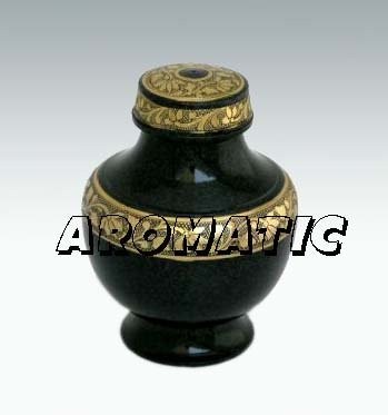 Handle Black Stone Engraved Cremation Urn